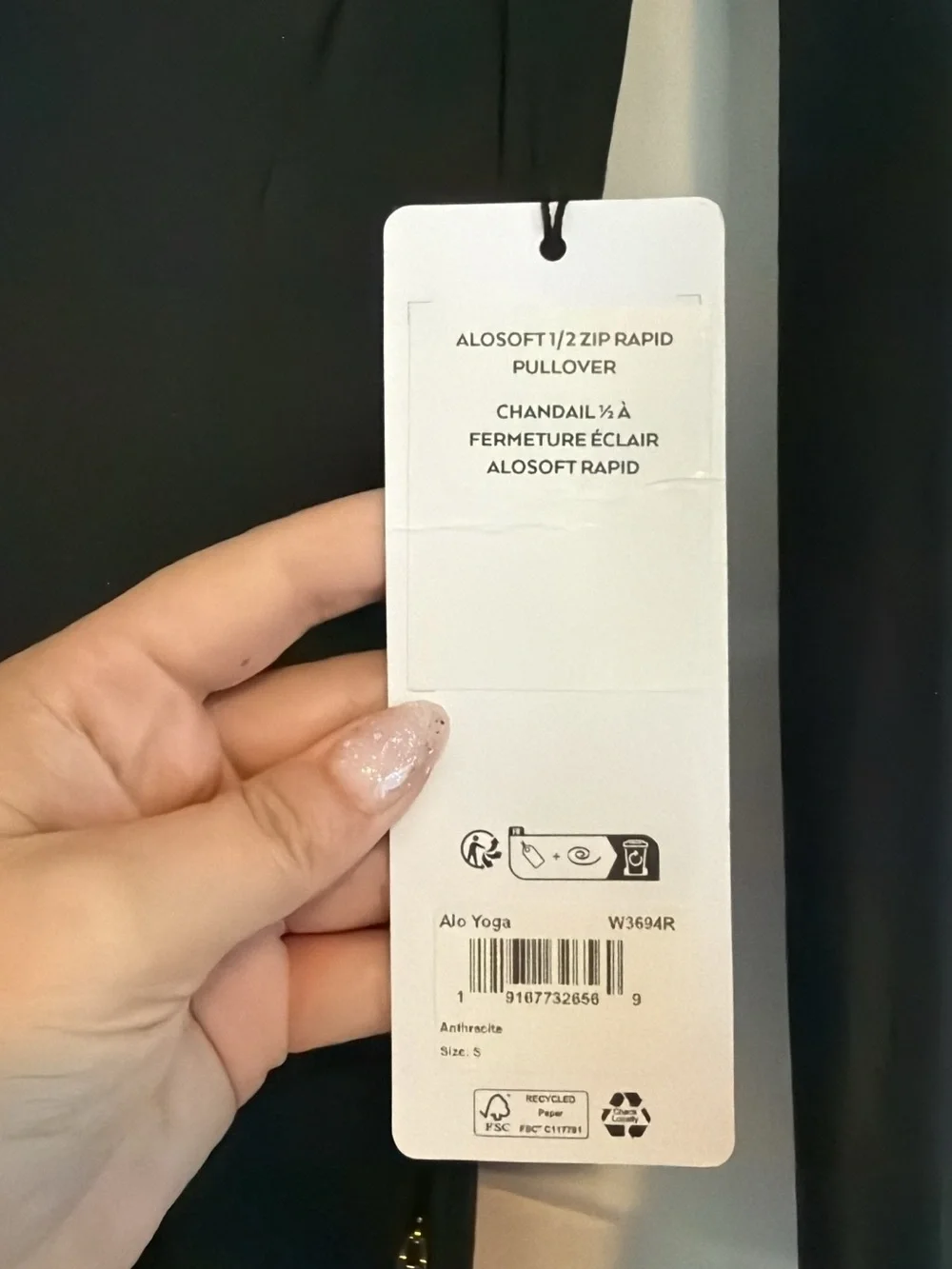 Alo Small Alosoft 1/2 Zip Rapid Pullover in Gray